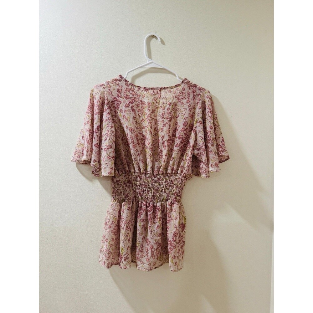 TOBY & OLIVE Women's Floral PINK Short Dress Short Sleeve  - Size Medium